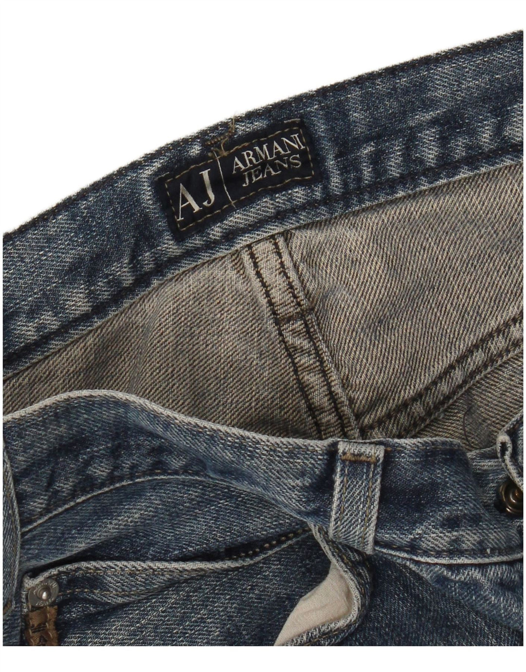 Armani Jeans rectos desgastados para hombre W34 L32 Algodón azul