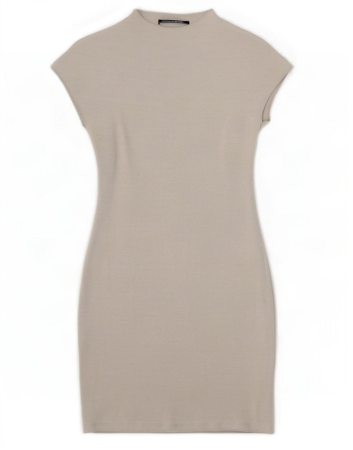Zara Vestido Ajustado Mujer UK 8 Small Viscosa Gris