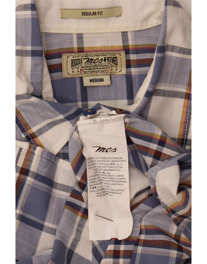 Camisa Marlboro Classics Hombre Manga Corta Regular Fit Cuadros Azul Medio
