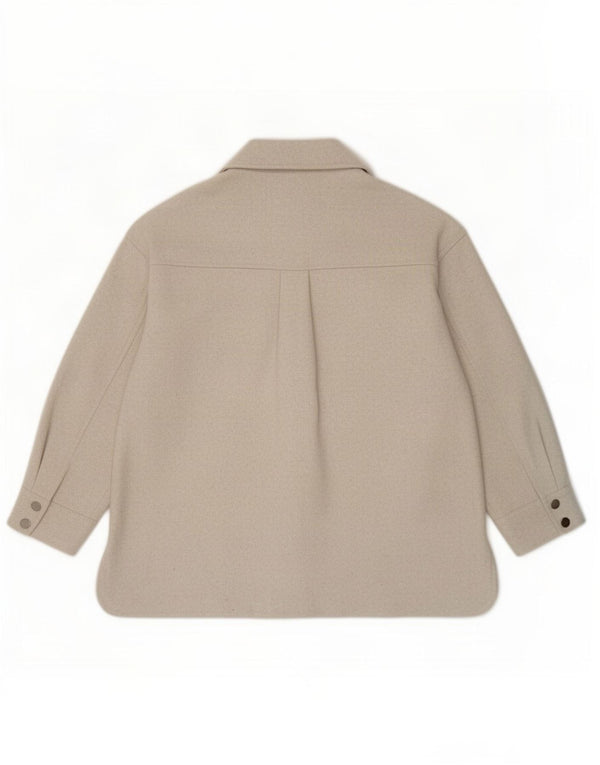 Zara Mujer Sobrecamisa Camisa Holgada UK 44 Poliéster Beige Medio