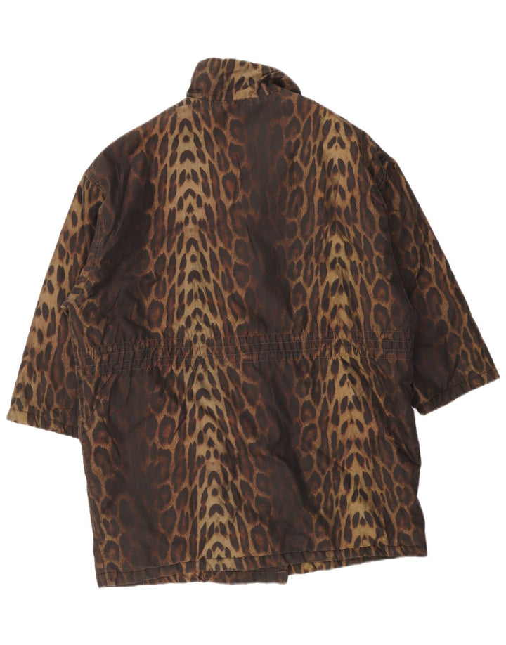 Abrigo Preca Mujer Oversize De Doble Botonadura IT 42 Marrón Medio Estampado Animal