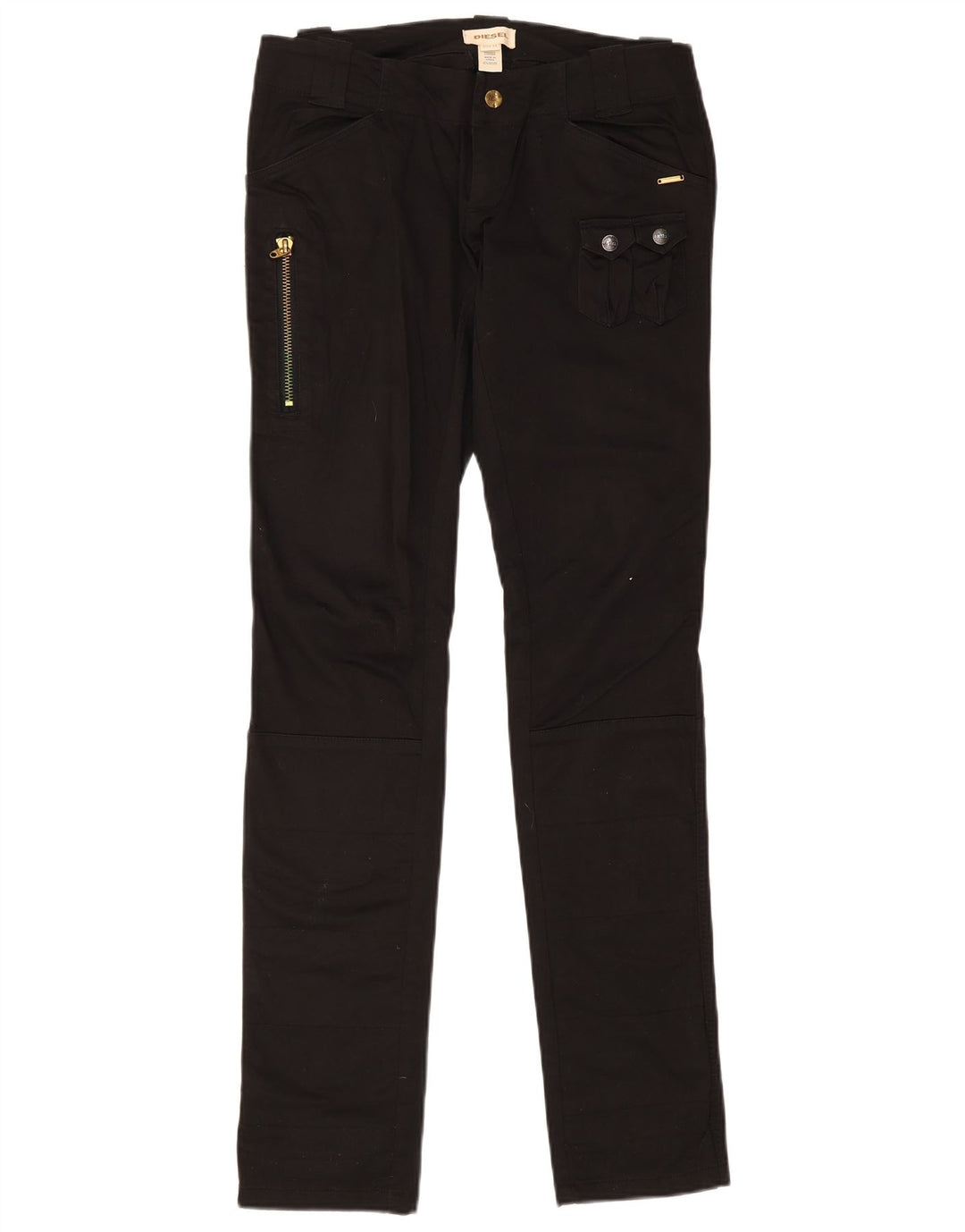 Pantalones Diesel Mujer Slim Cargo W30 L35 Algodón Negro