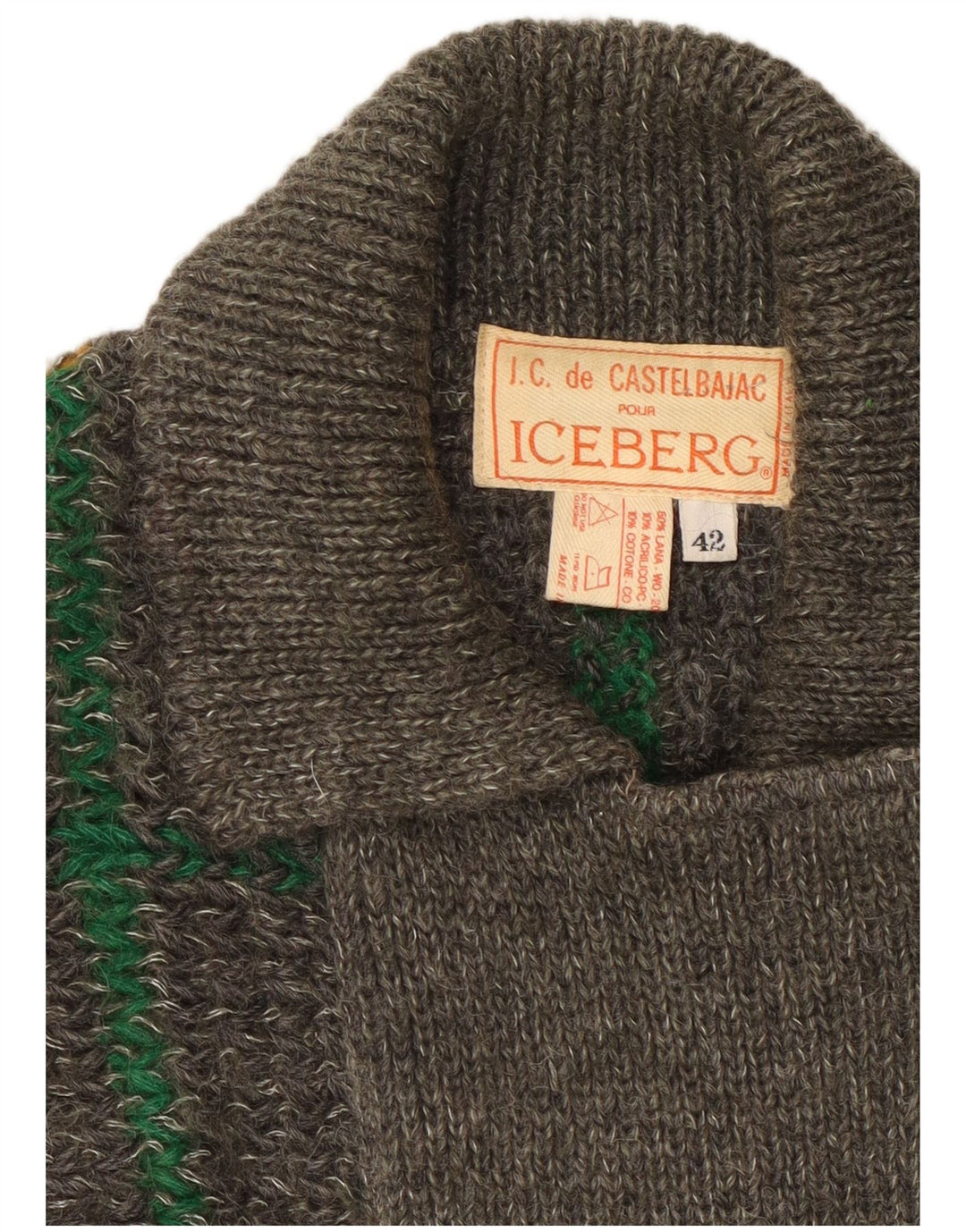 Iceberg Cárdigan Mujer IT 42 Lana A Cuadros Gris Medio