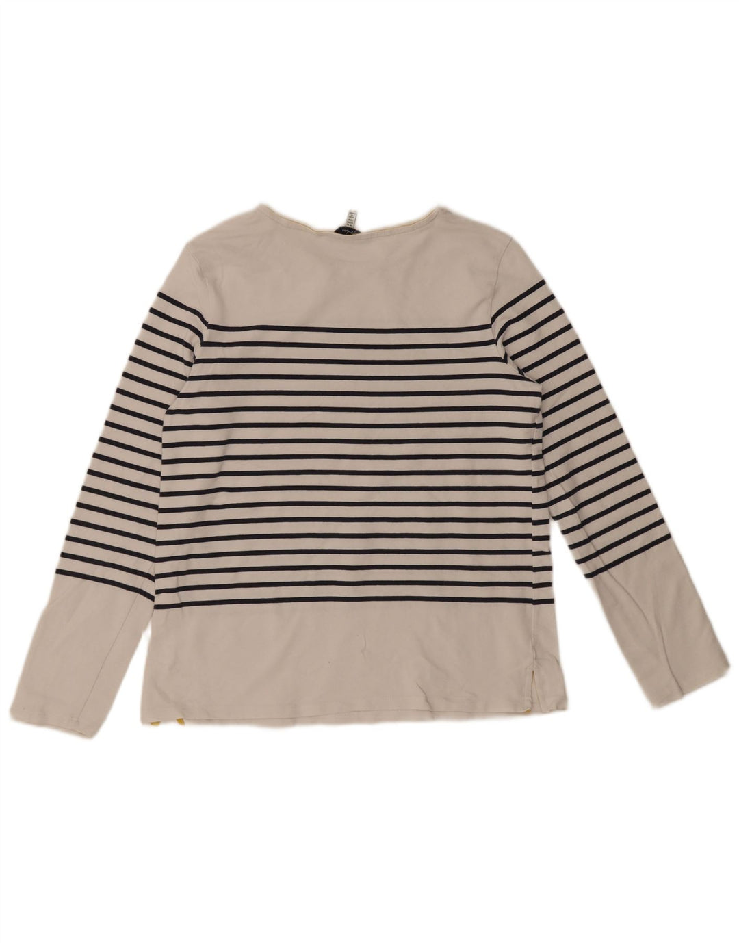 Joules Top Mujer Manga Larga UK 42 Algodón A Rayas Blanco Mediano