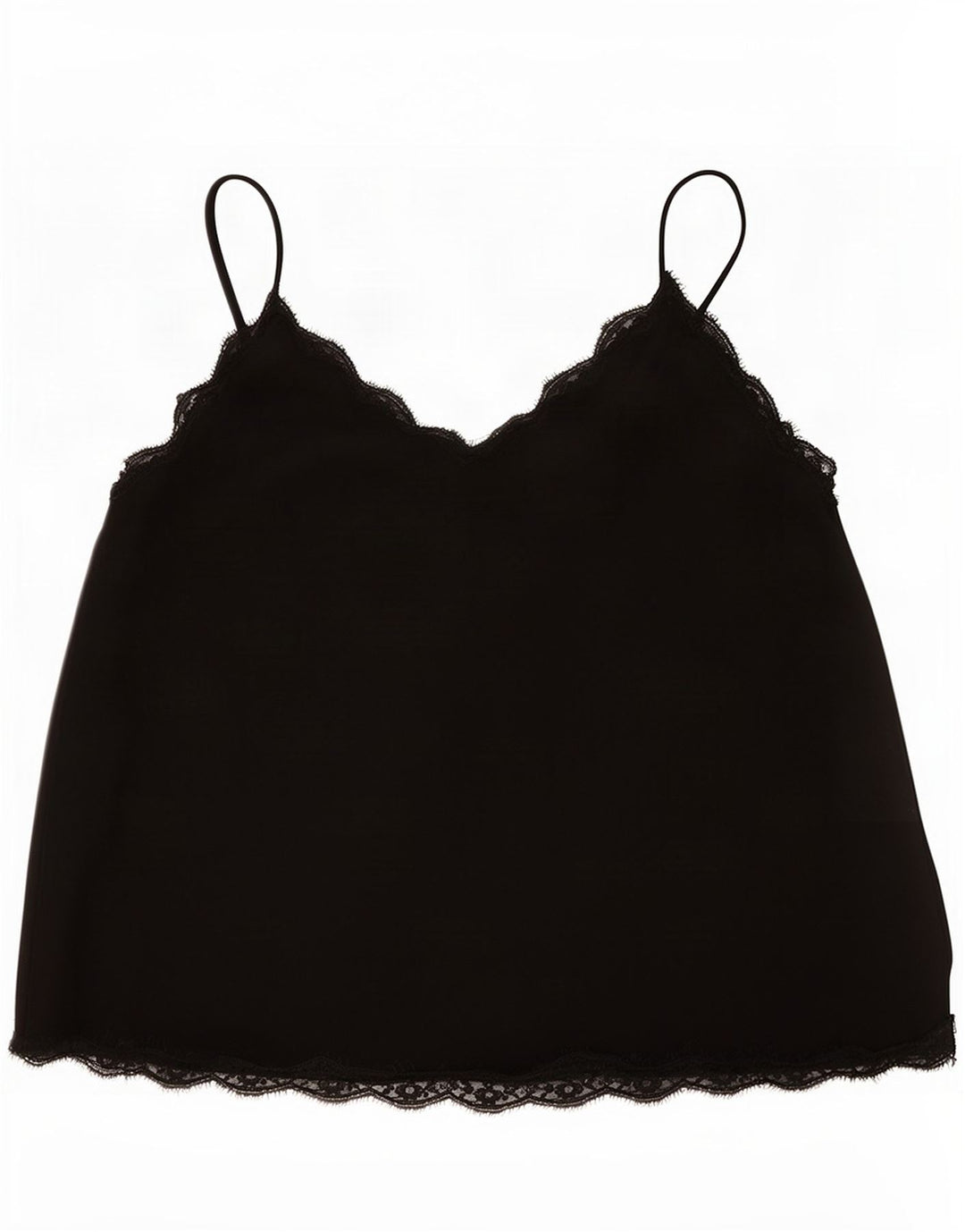 Zara Mujer Crop Cami Top UK 46 Grande Poliéster Negro