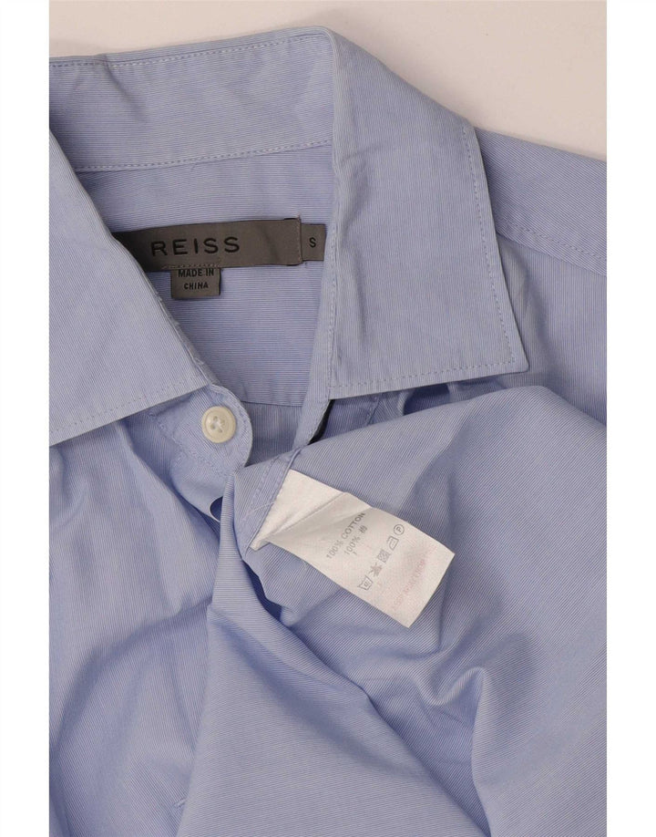 Camisa Reiss Hombre Small Algodón A Rayas Azul