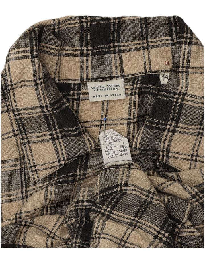 Camisa Benetton Mujer IT 44 Viscosa A Cuadros Beige Medio