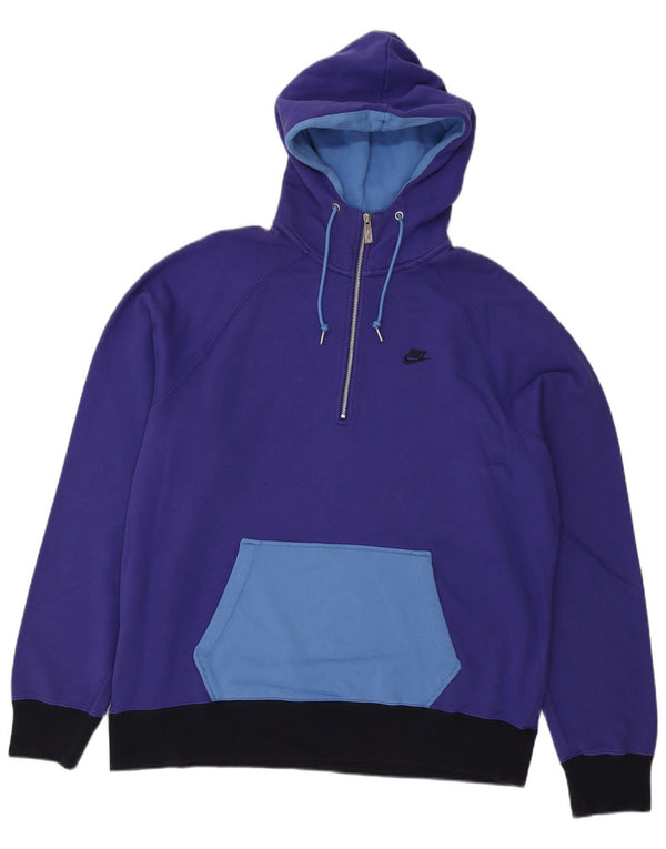 Nike Sudadera con capucha y cuello con cremallera para hombre, talla XL, color morado, algodón