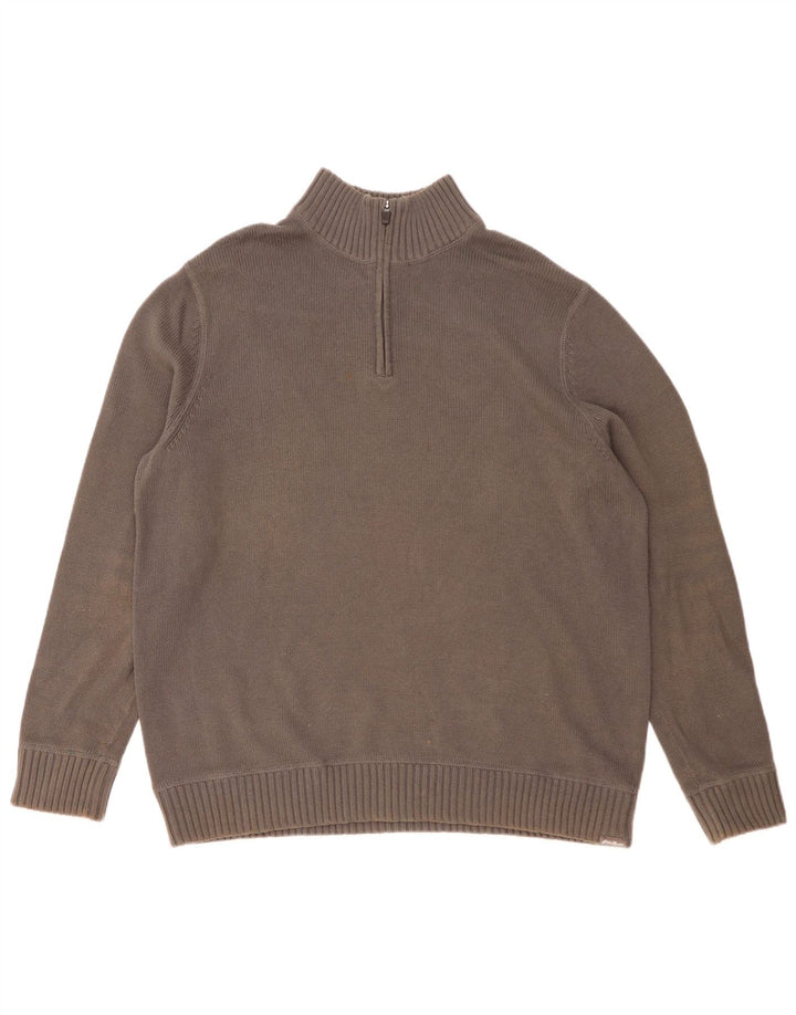 EDDIE BAUER Jersey con cuello y cremallera para hombre XL Algodón gris