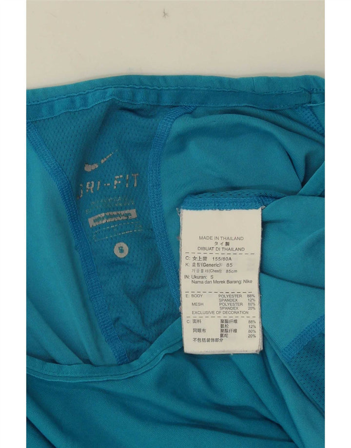 Nike Mujer Dri Fit Camiseta Top UK 10 Small Azul Poliéster