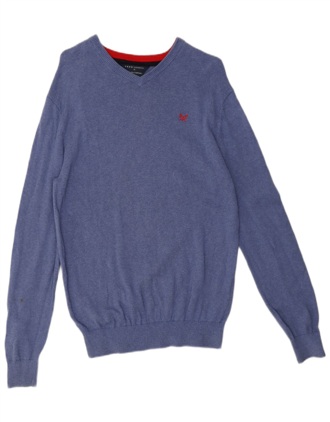 Crew Clothing Jersey con cuello en V para hombre Jersey de algodón azul medio