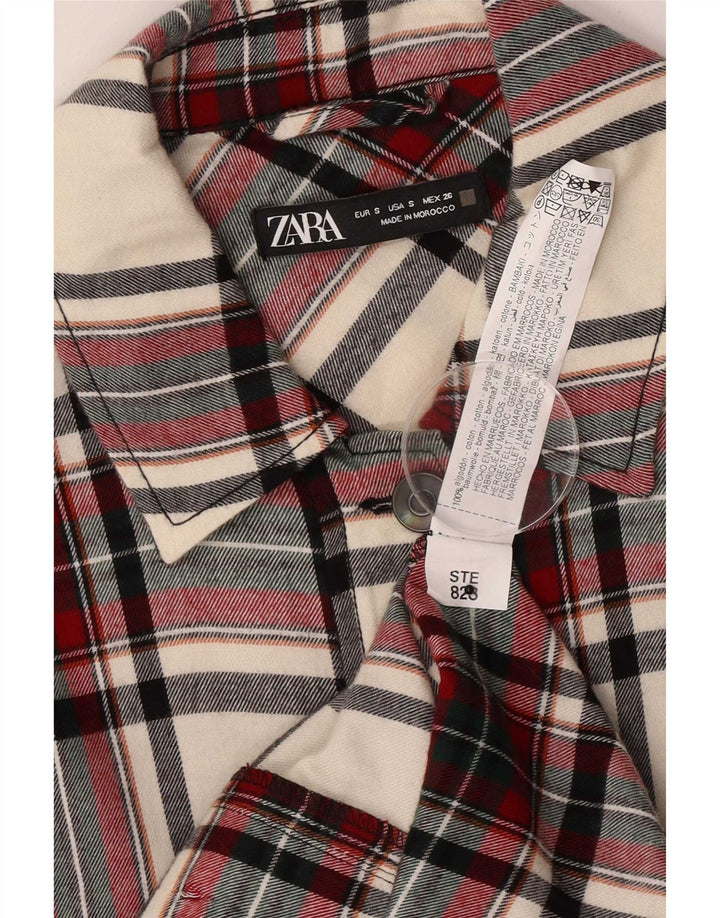 Zara Mujer Chaqueta Utilitaria Extragrande UK 10 Small Multicolor Check