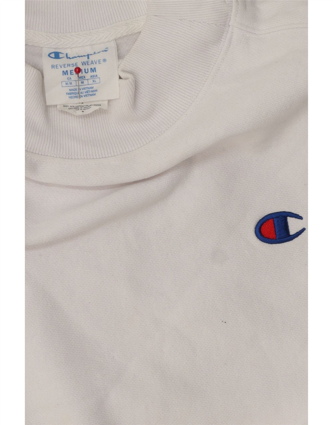 Champion Sudadera Corta para Mujer Jersey UK 14 Mediano Algodón Blanco