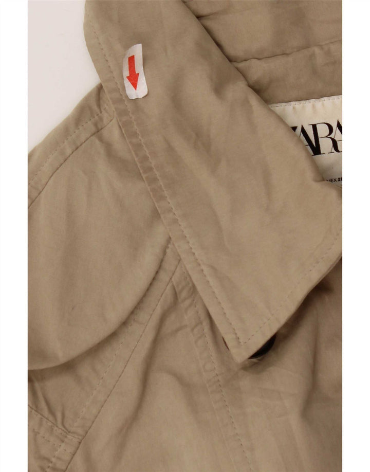 Zara Mujer Gabardina Extragrande UK 10 Small Beige Poliéster