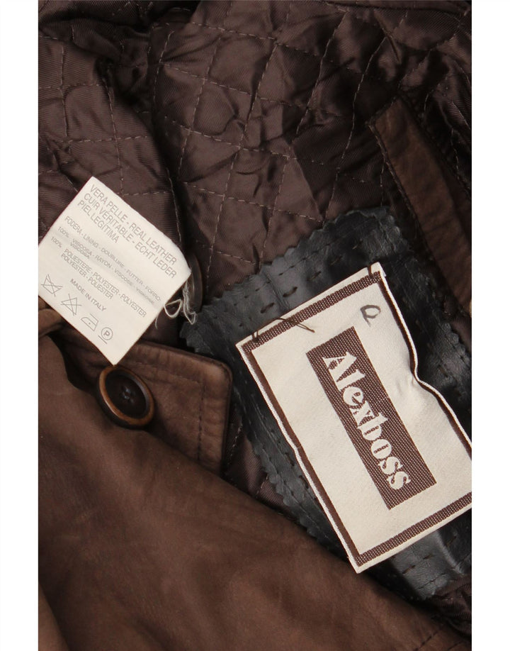 Chaqueta de cuero vintage para hombre Reino Unido 42 XL cuero marrón