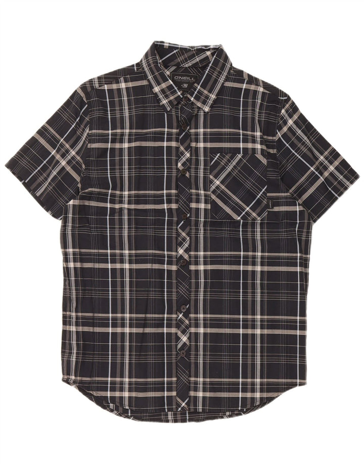 O'Neill Hombre Camisa De Manga Corta De Algodón A Cuadros Negro Mediano