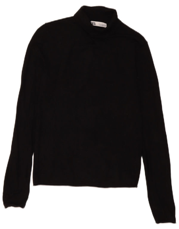 Zara - Jersey con cuello vuelto para mujer, talla 40, talla M, viscosa negra