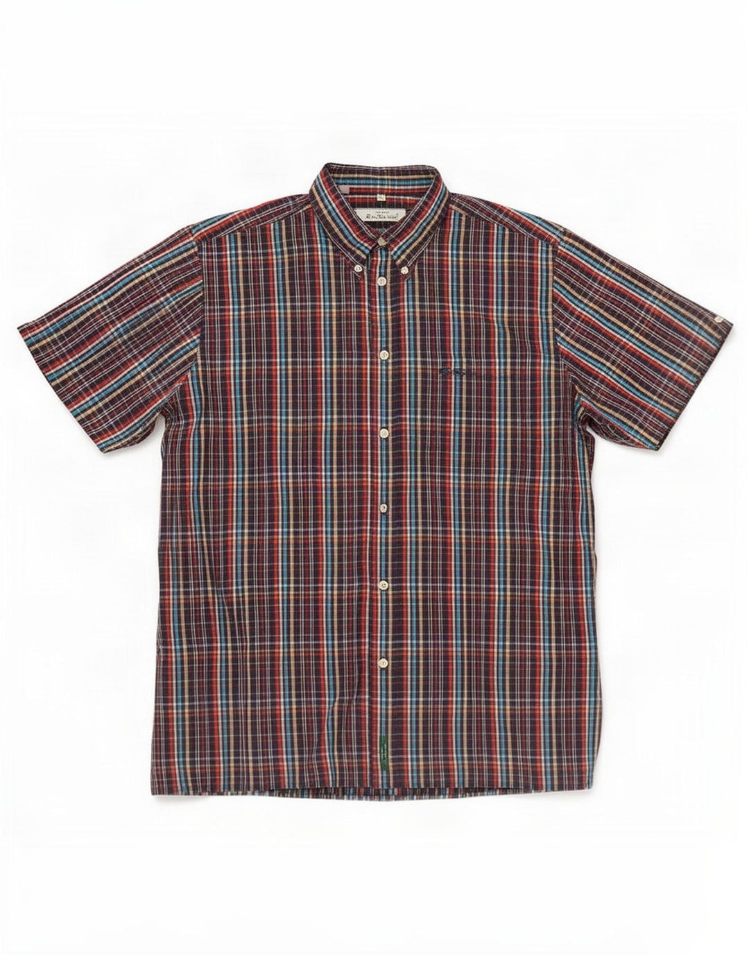 Ben Sherman Camisa de manga corta para hombre XL Algodón a cuadros multicolor