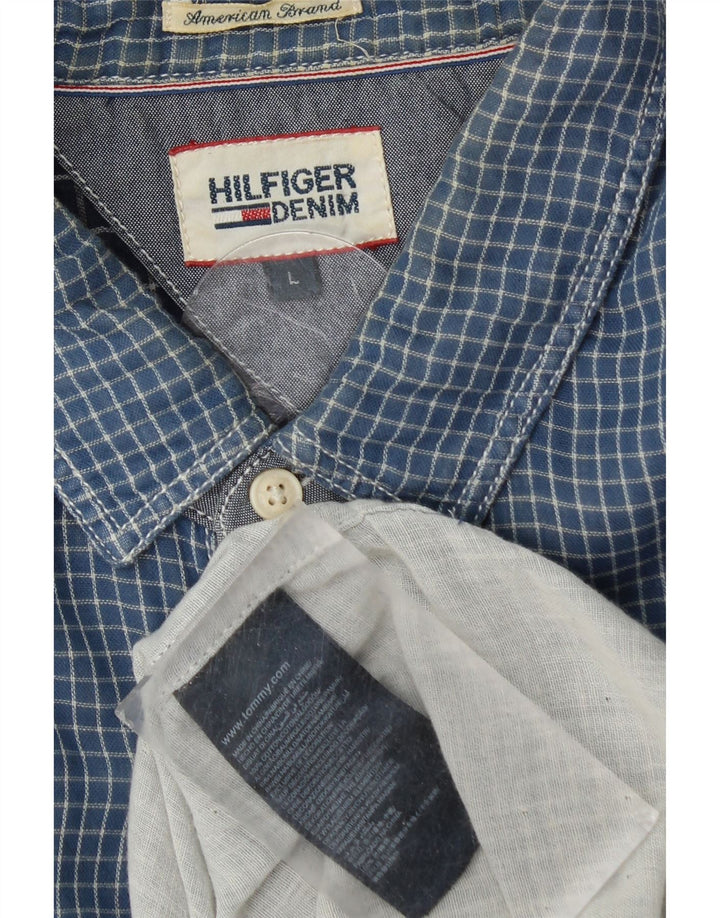 Camisa Tommy Hilfiger para hombre de algodón a cuadros azules grandes