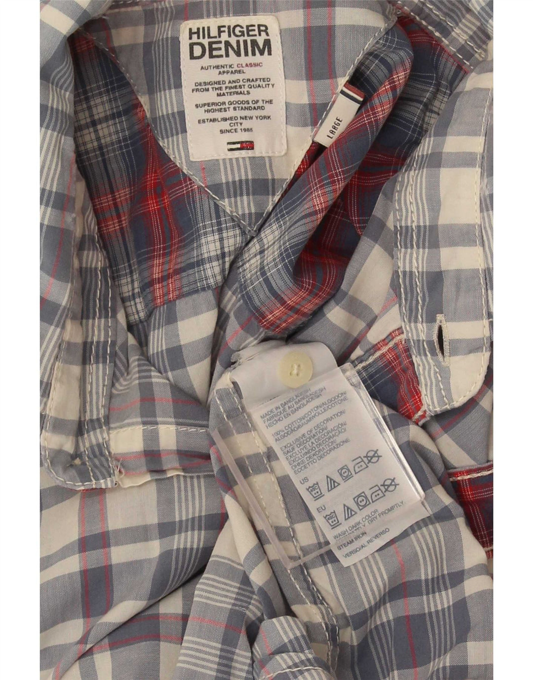 Camisa Tommy Hilfiger para hombre de algodón a cuadros azules grandes
