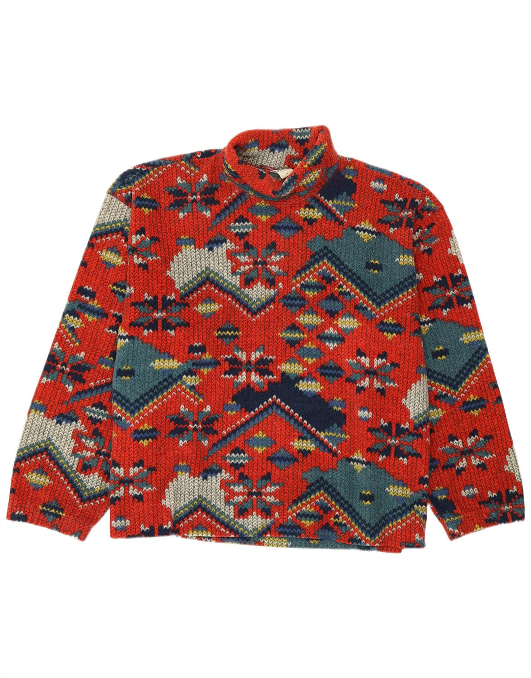 COLMAR Jersey de forro polar con cuello vuelto para hombre, talla 2XL, color rojo Fair Isle