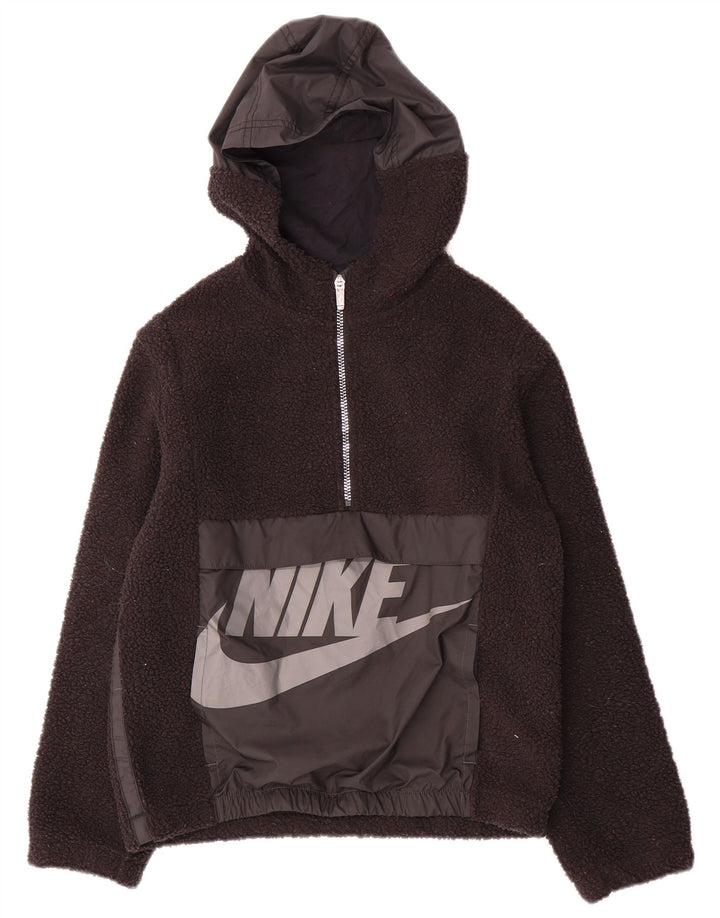 Nike Jersey de forro polar con cuello y cremallera para niños 10-11 años Mediano Negro Poliéster