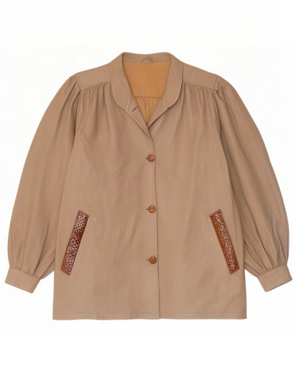 Lavorazione Artigiana Chaqueta de cuero para mujer UK 44 Estampado animal beige mediano