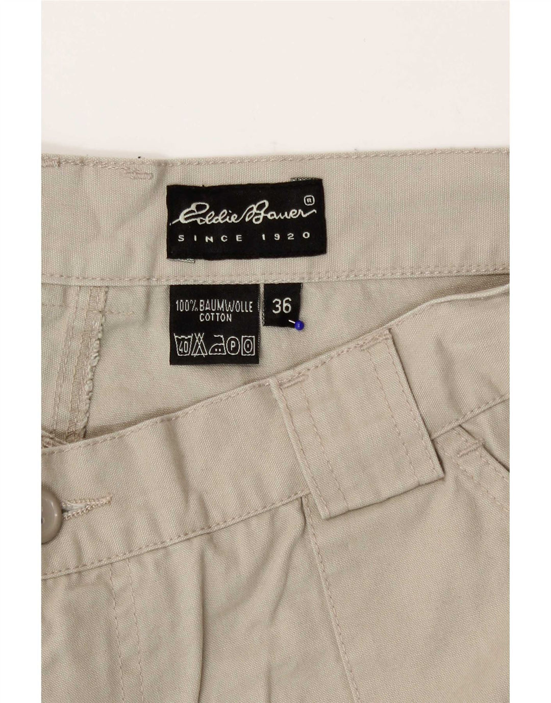 Eddie Bauer Pantalones cortos cargo regulares para hombre W36 Algodón beige grande