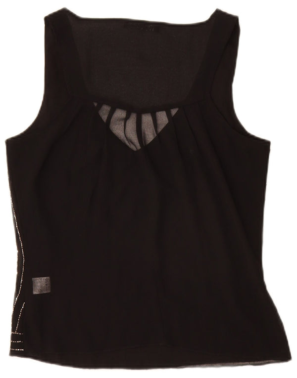 JANE NORMAN Blusa sin mangas para mujer UK 8 Small Black Stripes