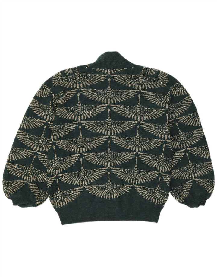 Vintage mujer cuello tortuga jersey suéter Reino Unido 14 verde medio