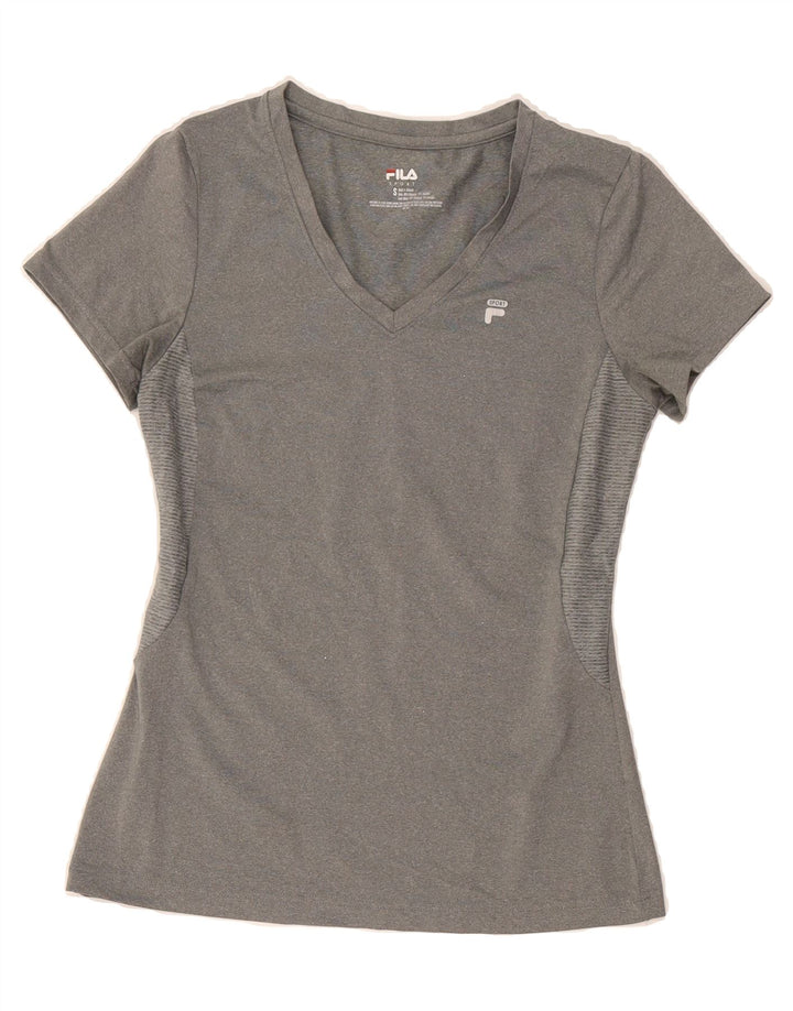 FILA Womens T-Shirt Top UK 10 Small Grey Polyester Vintage Fila and Second-Hand Fila from Messina Hembry 