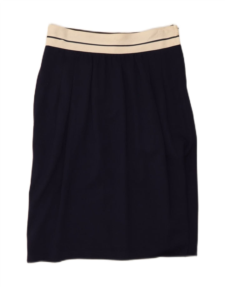 Ferretti Studio Falda recta para mujer UK 12 Medium W26 Rayón azul marino