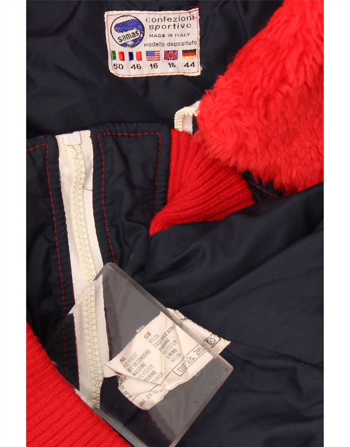 Samas Chaqueta Bomber para Mujer UK 40 Grande Azul Marino Colorblock Nylon