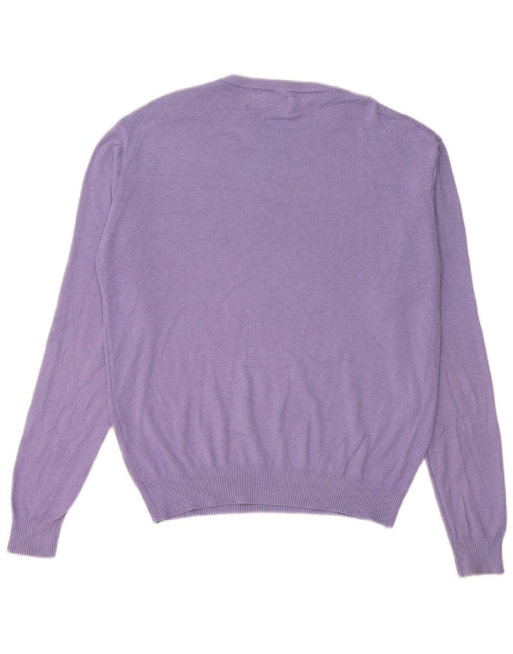 Penguin - Jersey de cuello redondo para hombre, talla grande, color morado