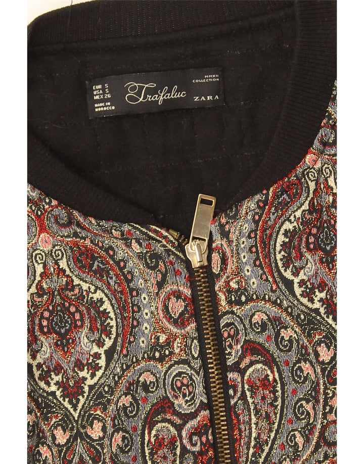 Zara Mujer Crop Bomber Jacket UK 10 Small Multicolor Paisley
