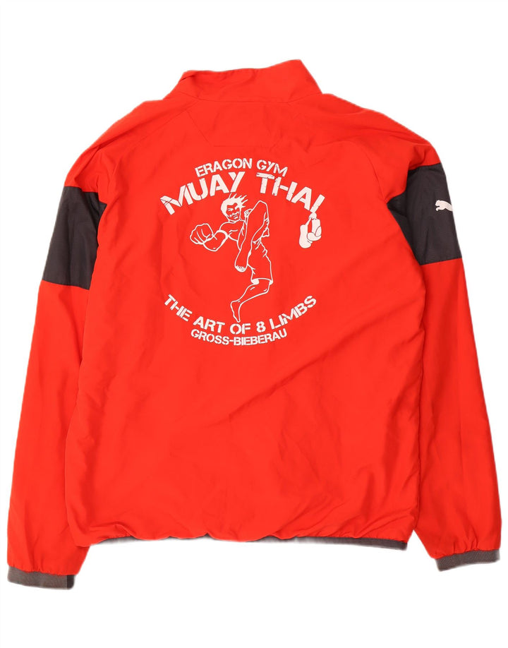 Puma Chaqueta deportiva con estampado gráfico para hombre, talla grande, color rojo