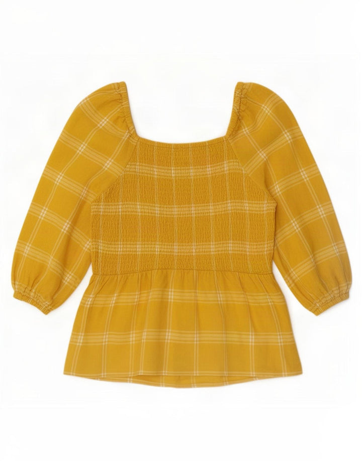 Marks & Spencer Blusa de manga 3/4 para mujer UK 44 Medium Yellow Check