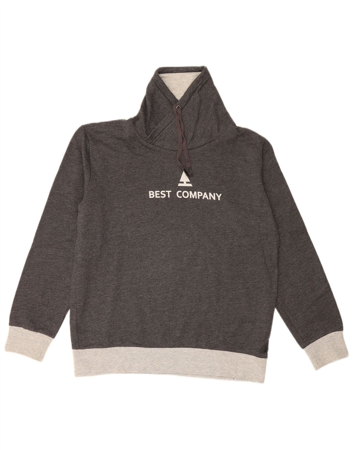 Best Company Sudadera con estampado gráfico para hombre, jersey grande en bloques de color gris