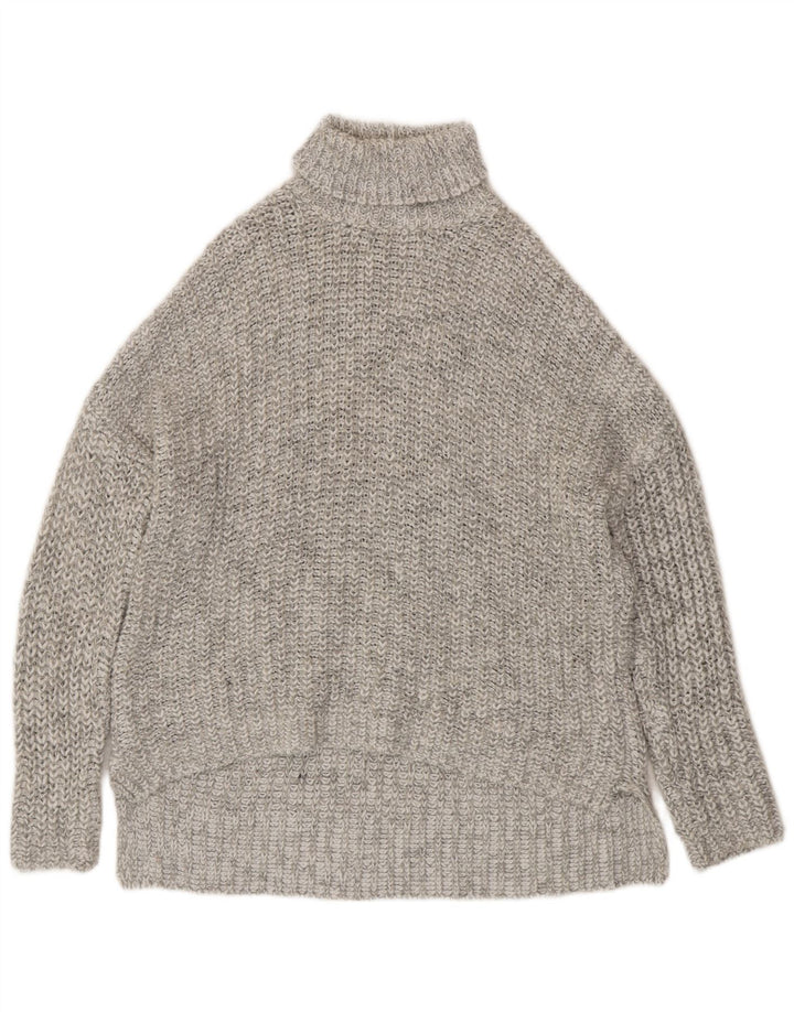 Zara Jersey oversize con cuello vuelto para mujer, talla 44, color gris medio moteado