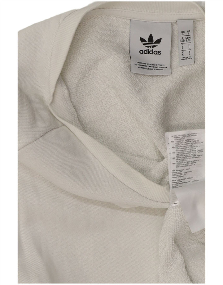 ADIDAS Hombre Sudadera Jumper Grande Algodón Blanco