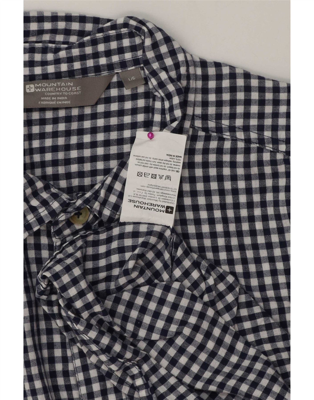 Camisa de manga corta para hombre Mountain Warehouse Large Algodón a cuadros azul marino
