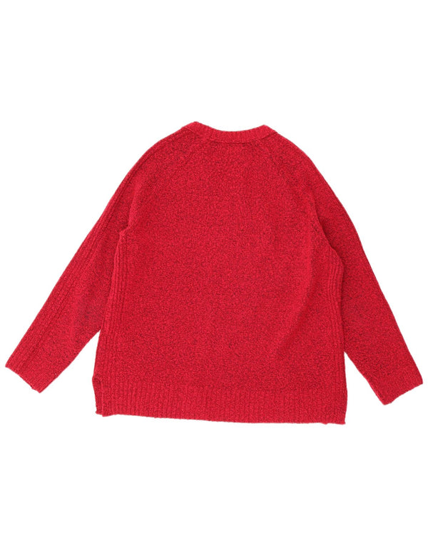 Marks & Spencer Suéter tipo jersey con cuello barco para mujer, Reino Unido 44, mediano, moteado en rojo