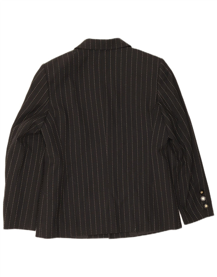 Delmod Chaqueta tipo blazer de 4 botones para mujer UK 12 Mediana Poliéster a rayas negras