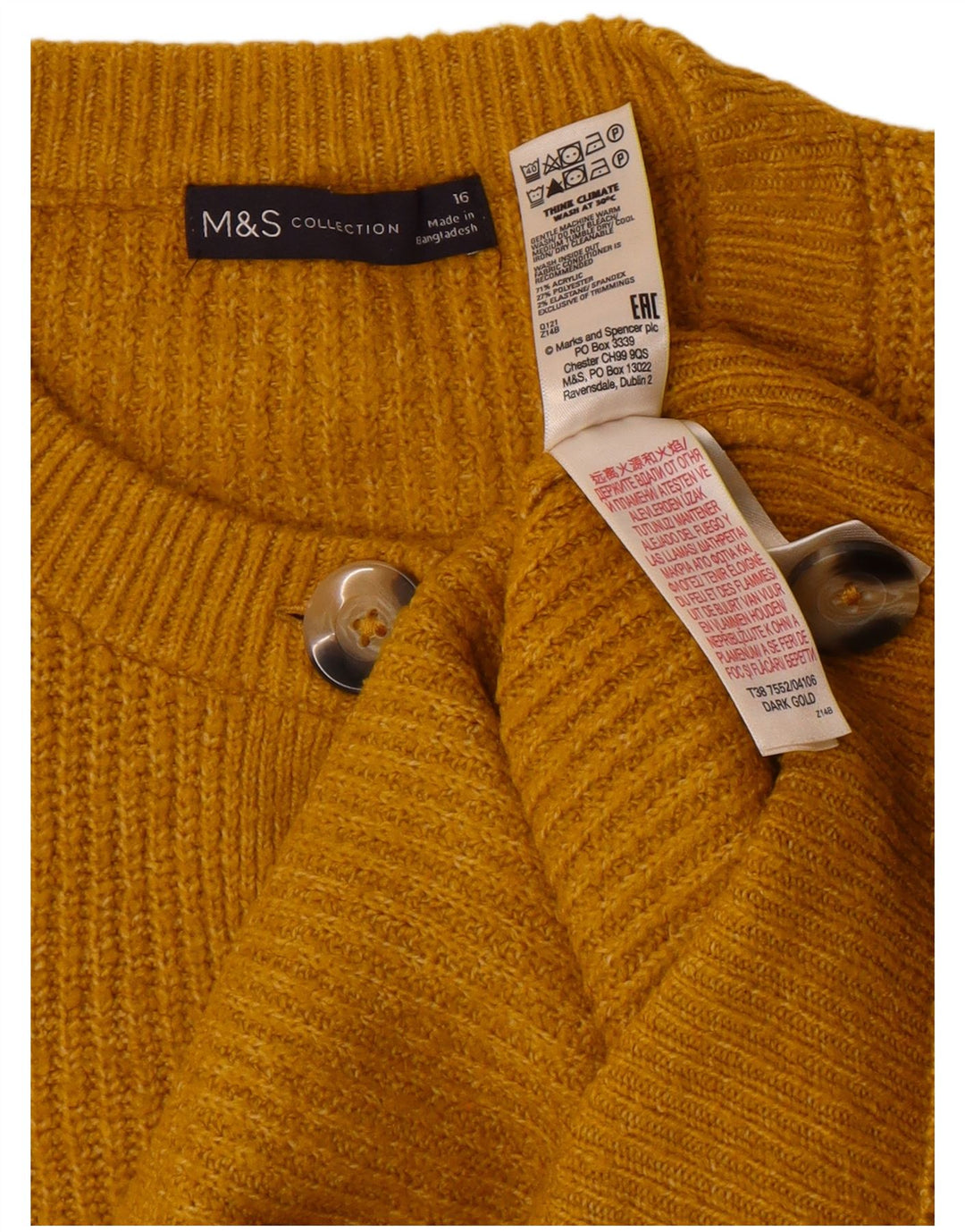 Marks & Spencer Suéter tipo cárdigan extragrande para mujer UK 46 Grande Amarillo