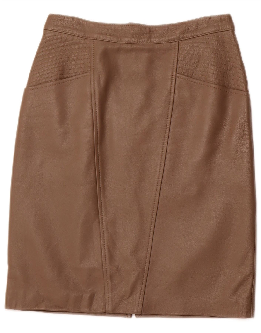 VINTAGE Falda de cuero de cintura alta para mujer IT 42 Medio W26 Cuero marrón