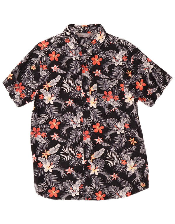Camisa de manga corta para hombre Mountain Warehouse Camisa hawaiana floral negra mediana