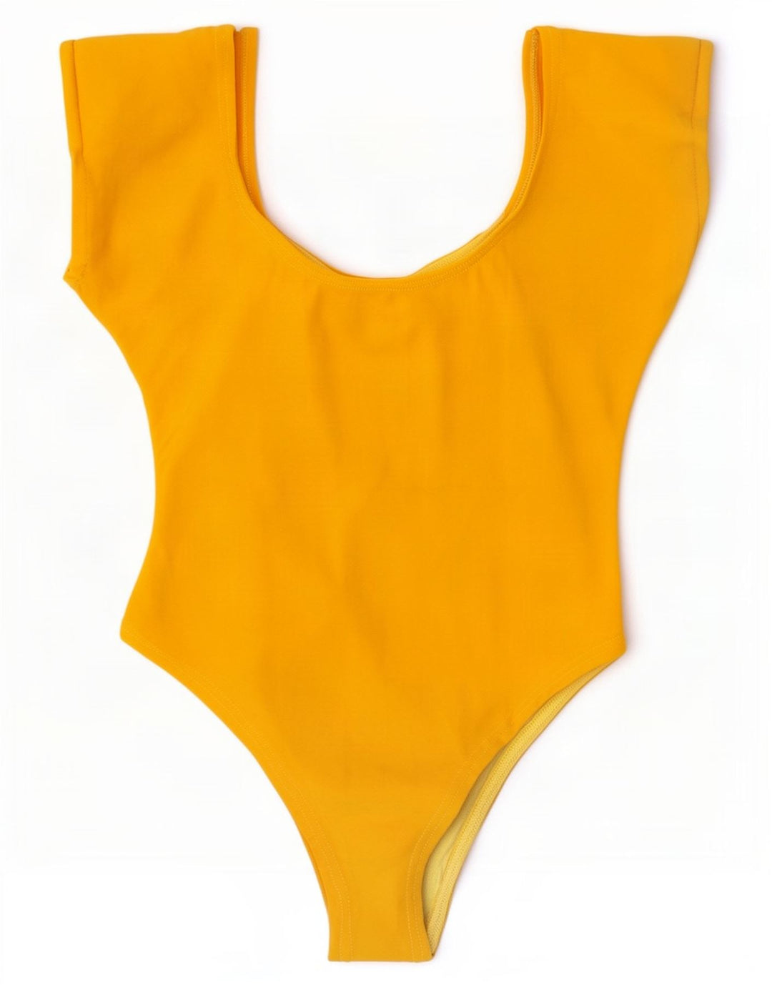Vintage mujer sin mangas body UK 12 algodón amarillo medio