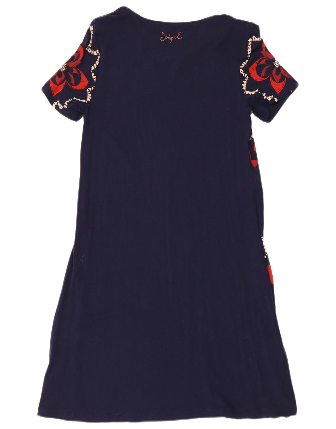DESIGUAL Vestido acampanado para mujer UK 8 Small Azul marino Floral Viscosa