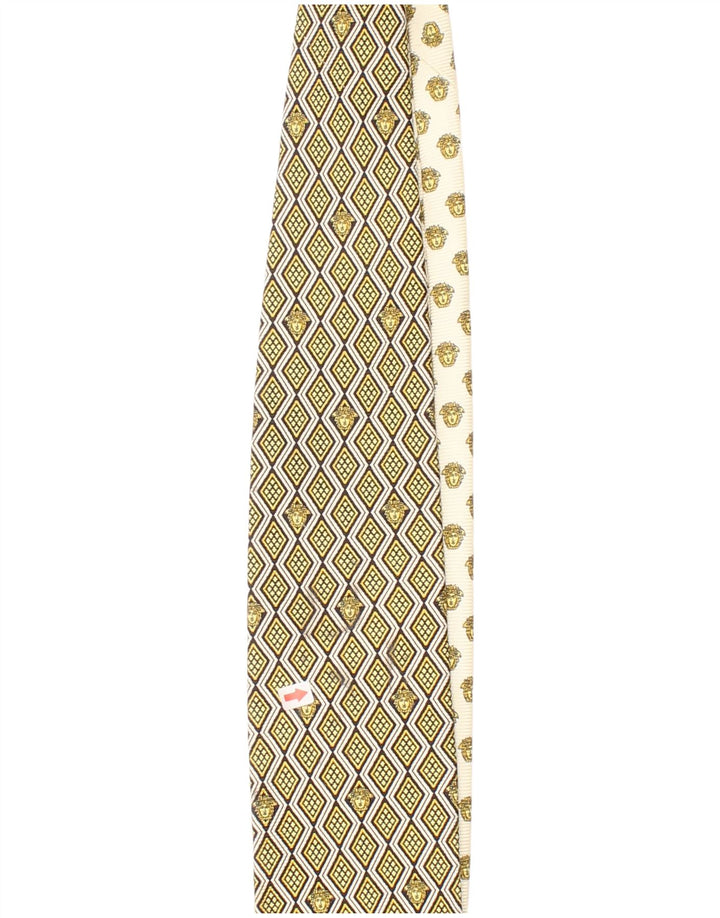 Gianni Versace Corbata para hombre Talla única Diseñador de seda geométrico amarillo