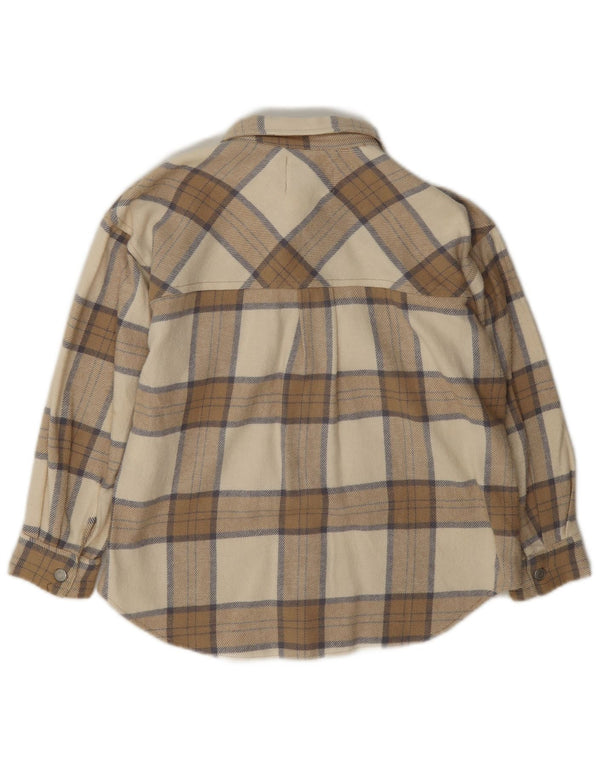 Zara Camisa Sobrecamisa Franela Niña 8-9 Años Algodón Cuadros Beige